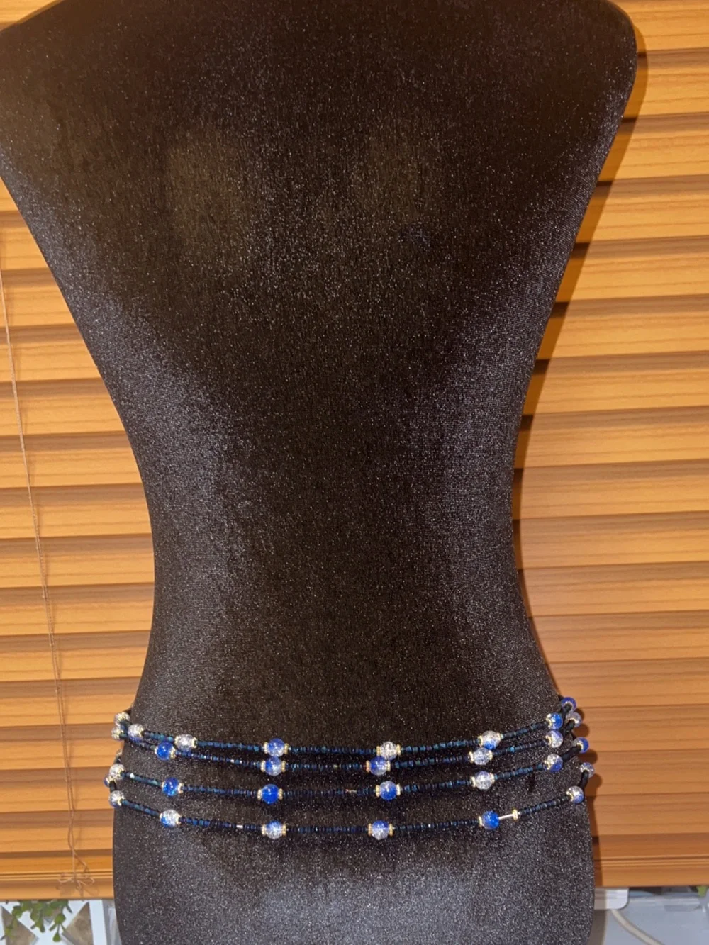 Handmade Beaded Waist Chain – Adjustable blue   Boho Belly Jewelry